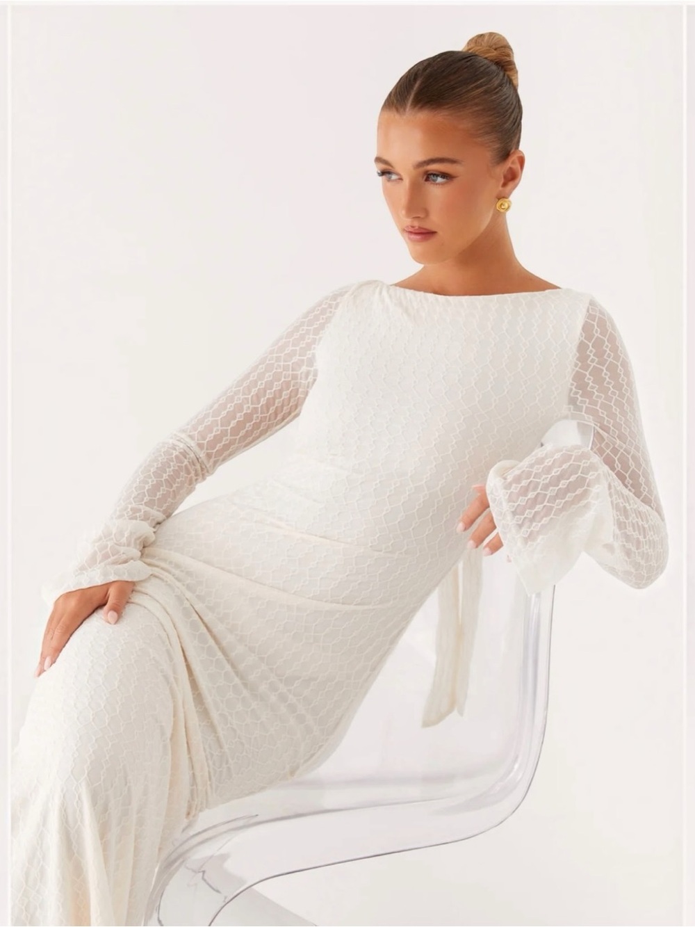 Peppermayo Long Sleeve Maxi Dress - White